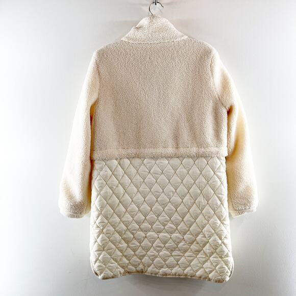 Loft Long Sleeve Button-Front Cozy Sherpa Quilted Coat Cream Small - Picture 3 of 4